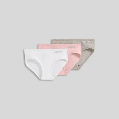 Jockey Generation™ Girls' 3pk Bikini - Gray/White/Pink 5 Jockey Generation™ Girls' 3pk Bikini - Gray/White/Pink - Image 3