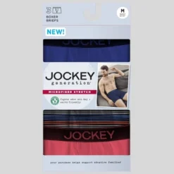 Jockey Generation™ Men's Striped Boxer Briefs 3pk - Blue/Orange/Coral Red