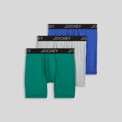 Jockey Generation™ Men's Long Leg Boxer Briefs 3pk - Blue/Gray/Dark Teal Green 6 Jockey Generation™ Men's Long Leg Boxer Briefs 3pk - Blue/Gray/Dark Teal Green - Image 4
