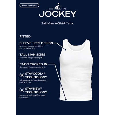 Jockey Men's 100% Cotton Tall Man A-Shirt Tank - 3 Pack 5 Jockey Men's 100% Cotton Tall Man A-Shirt Tank - 3 Pack - Image 3