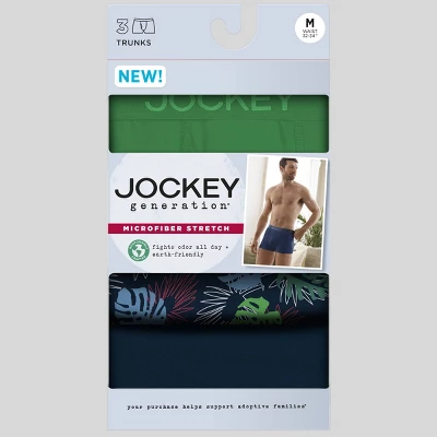 Jockey Generation™ Men's Microfiber Trunks 3pk - Navy Blue/Green 5 Jockey Generation™ Men's Microfiber Trunks 3pk - Navy Blue/Green - Image 3